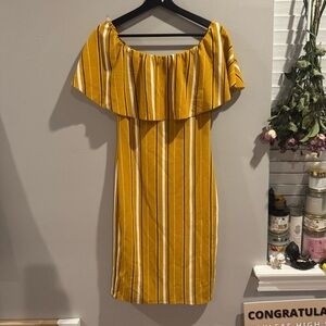 Yellow off-shoulder dress, size medium